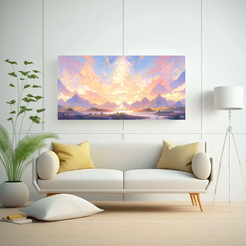 Cuadro Decorativo Abstracto Con Paisaje De Arcoír 40x20cm-2