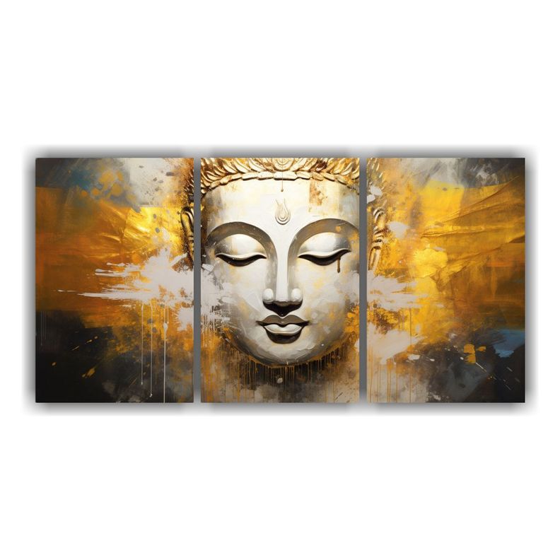 Pintura Decorativa Abstracta Con Rostro De Buda 90x45 Cm-0