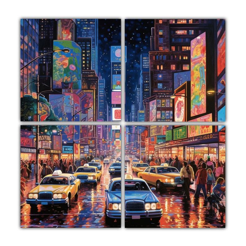 Cuatro Lienzos De Tela: Arte Grafico De 40x40 Cm