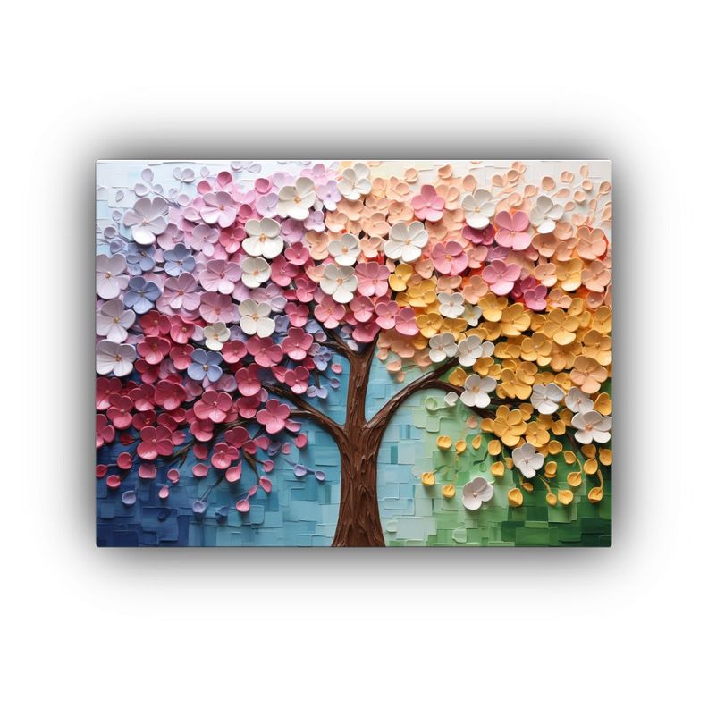 Pintura Sobre Lienzo De Flores De Tilo En Arco Iris Estilo A 120x80cm-0