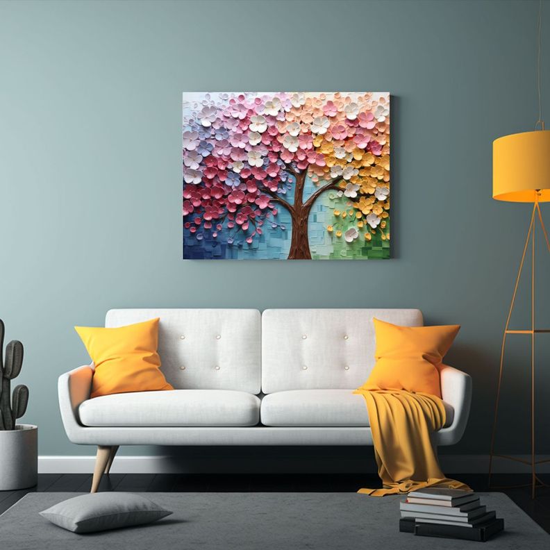 Pintura Sobre Lienzo De Flores De Tilo En Arco Iris Estilo A 120x80cm-2