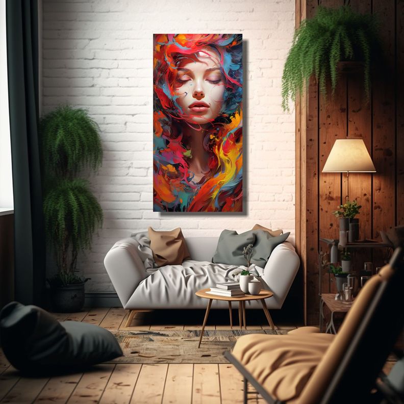 Cuadro Abstracto Colorido Perspectiva Pintura 80x160cm-2