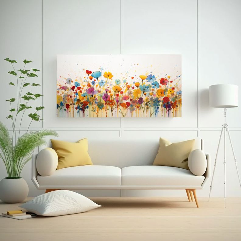 Pintura Acrílica Moderna Perspectiva En Blanco 60x30cm-2