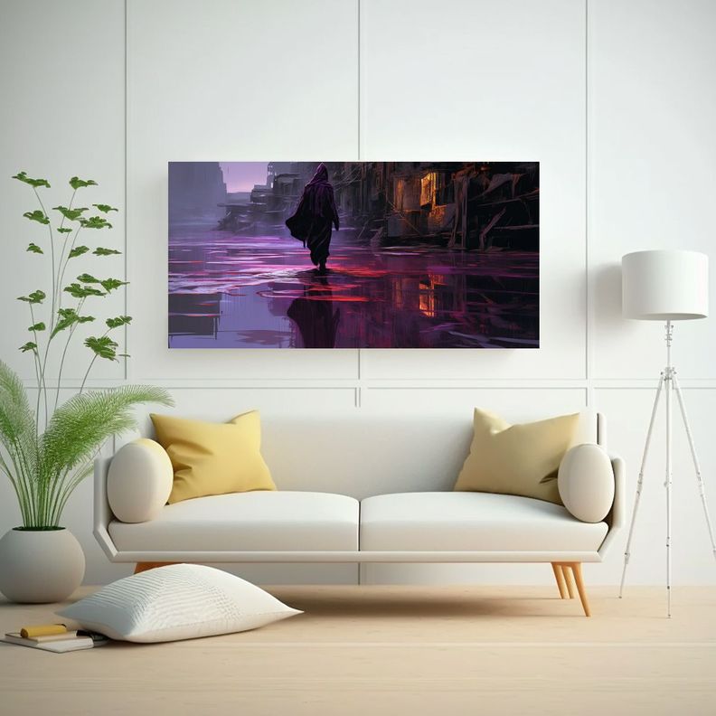 Cuadro Decorativo De Figura En Perfil Con Túnica 160x80cm-2