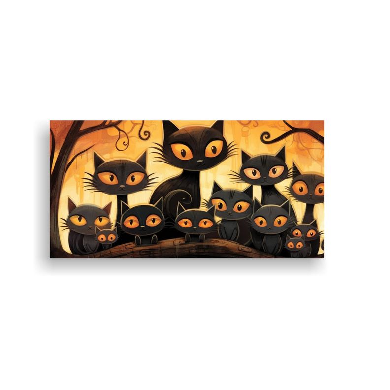 Pinturas Decorativas De Gatos Negros Vintage 80x40cm-0