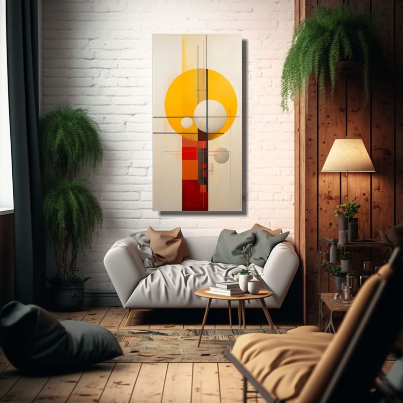 Cuadro Abstracto Minimalista En Bastidor De Alta 80x160cm-2