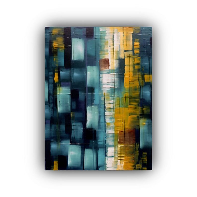 Cuadro Abstracto Con Bloques Cuadrados En Lienzo 80x120cm-0