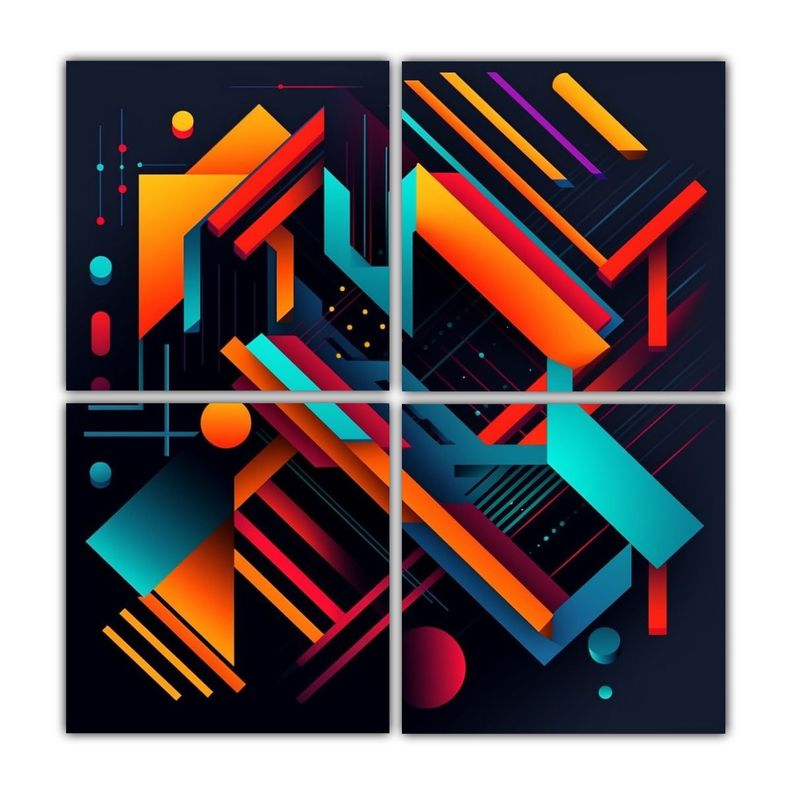 Cuadro Abstracto Perspectiva 8k Lienzo 160x160 Cm-0