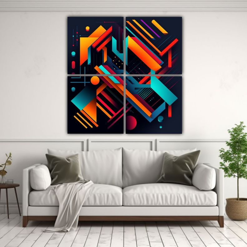 Cuadro Abstracto Perspectiva 8k Lienzo 160x160 Cm-2