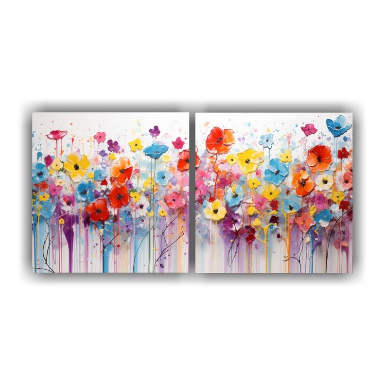 Díptico Colores Adorable Pintura Acrílica 80x40 Cm-0