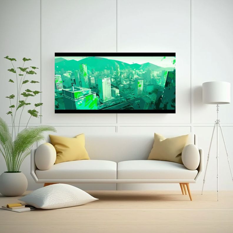 Cuadro Decorativo Juvenil Santiago En Verde Y Turq 160x80cm-2