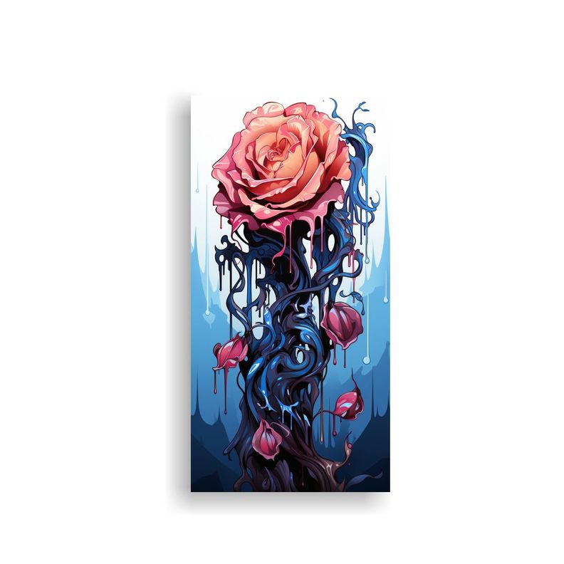 Arte De Pared Melting Cyan Y Pin Lienzo Creativo 20x40cm-0