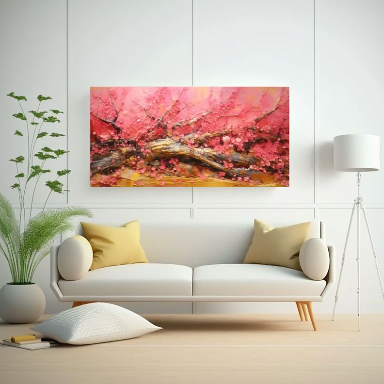 Pintura Al Estilo óleo Japonesa Abstracta 60x30cm-2
