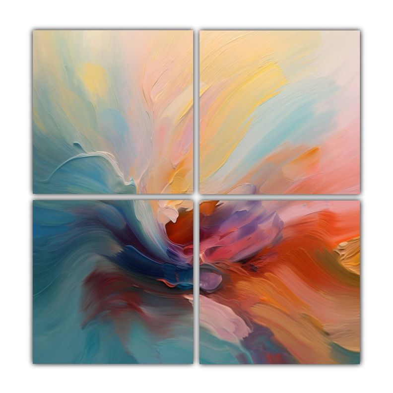4 Cuadros Decorativos Pintura Al Estilo Óleo 180x180 Cm-0