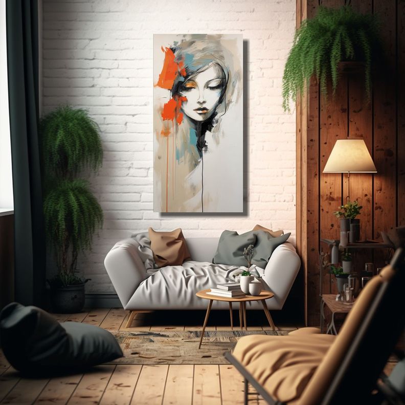 Pintura Abstracta Minimalista Estilo Boho 50x100cm-2
