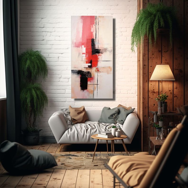 Cuadro Acuarela Minimalista Estilo Boho Armonía 50x100cm-2