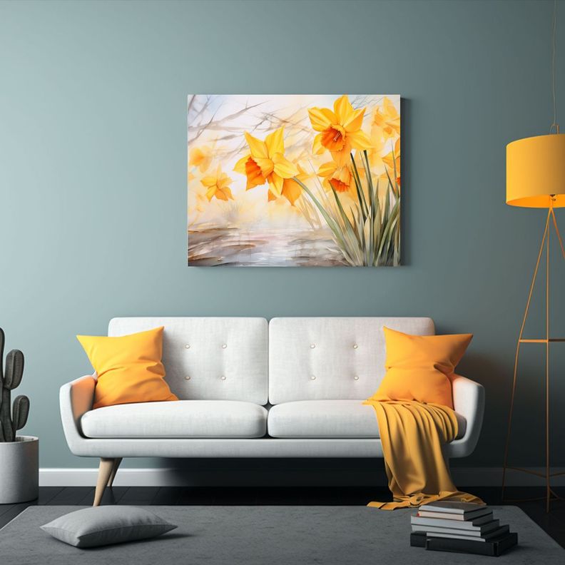 Cuadro Impreso Armonía Flores Narcisos Colores 30x20 Cm-2