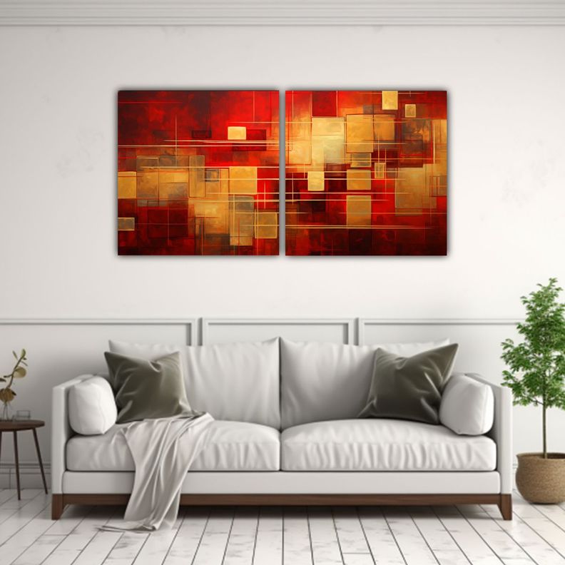 Cuadros Dibujo Artesanal Líneas Circuito 120x60 Cm-2