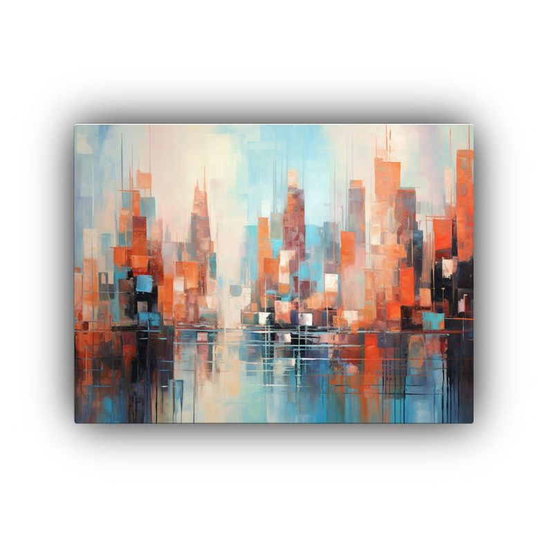 Pintura Acrílica Abstracta De Ciudad Surrealista 30x20cm-0