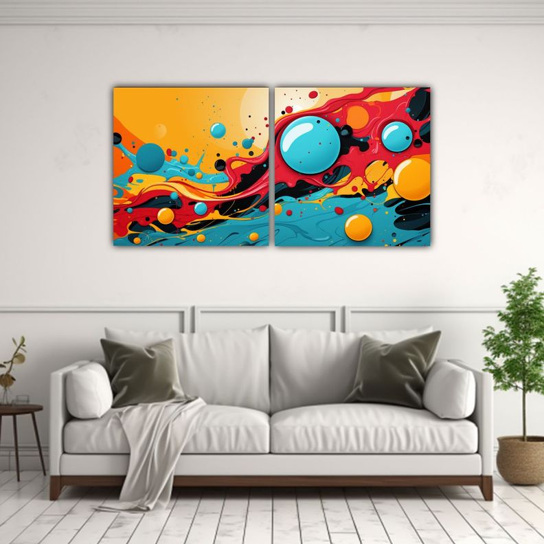 Cuadros Abstractos Intensos Diseño Popart Mobile 60x30 Cm-2