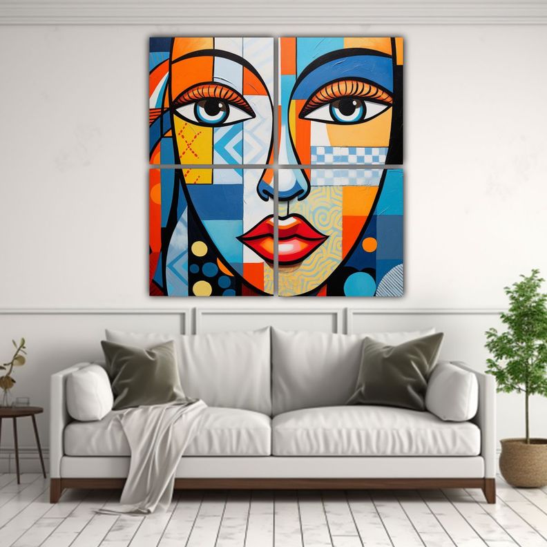 Cuadro De Arte Pared Estilo Vintage Rostro 60x60 Cm-2