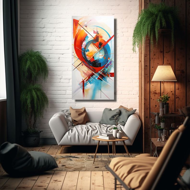 Cuadro Abstracto De Arte Futurista En Lienzo 80x160cm-2