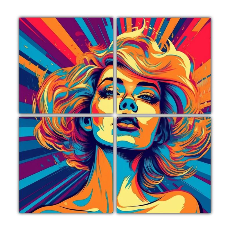 Cuadro Psicodélico De Mujer Hermosa En 3D 100x100 Cm-0