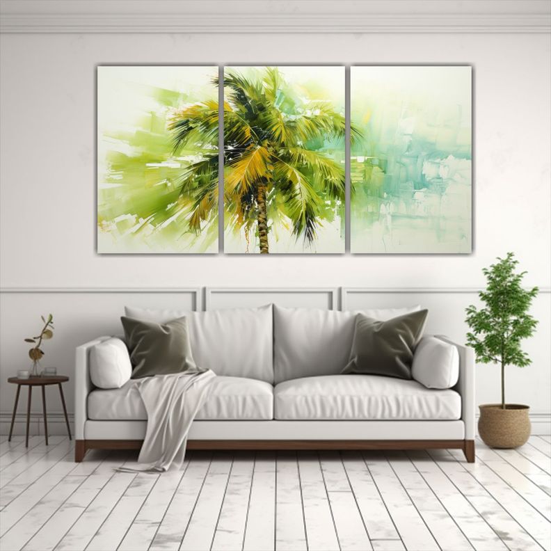 Pintura Abstracta Relieve De Palmera En Colores 240x120 Cm-2