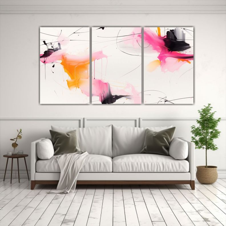 Conjunto 3 Cuadros Cuadro Abstracta 150x75 Cm-2