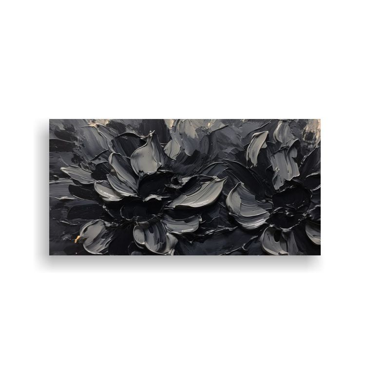 Pintura Al Estilo óleo Abstracta De Flores 40x20cm-0