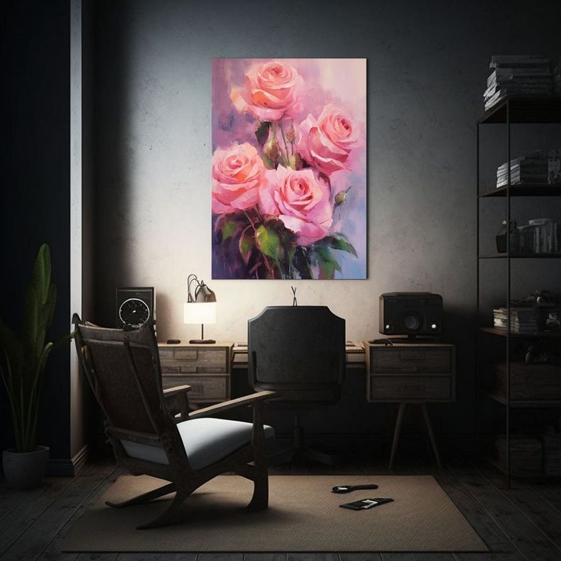 Pintura Rosa De Rosas En Movimiento Profundo 50x65cm-2