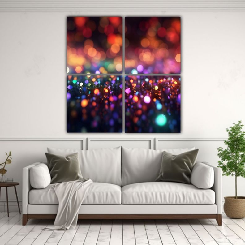 Cuadro Decorativo Tela Impreso Con Luces Bokeh 200x200 Cm-2