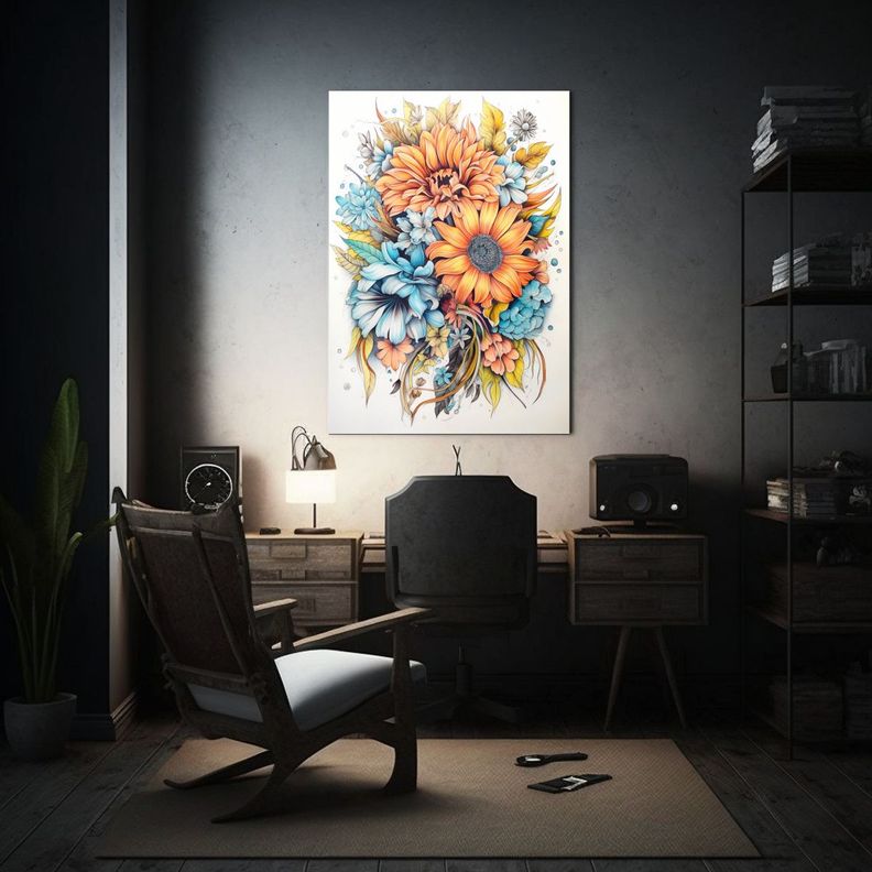 Página De Colorear De Ramo De Flores De Verano 80x120 Cm-2