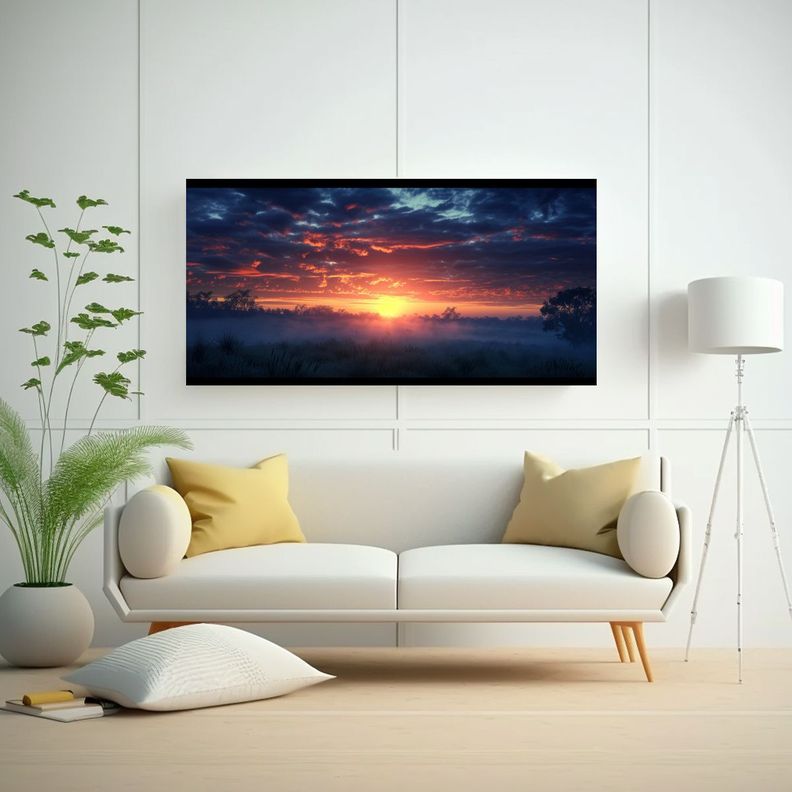Cuadro Decorativo Abstracto Simétrico Amanecer 160x80cm-2