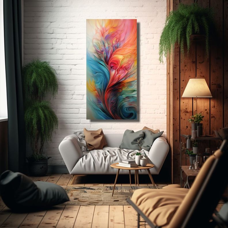 Cuadro Abstracto Intenso En Lienzo Patron Calma, 50x100cm-2