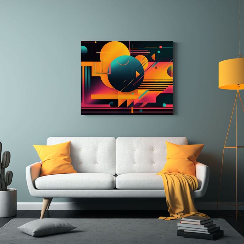 Cuadro Tela Canvas RetroFuturista Para Decoración De Regalo 45x30cm-2