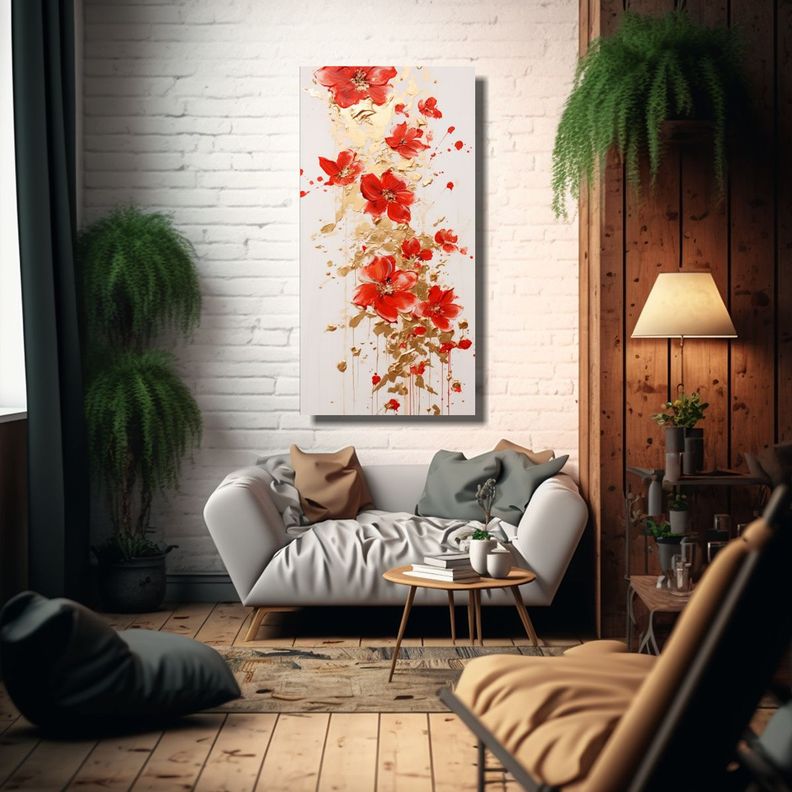 Pintura Acrílica Dinámica En Bastidor Vintage 60x120cm-2