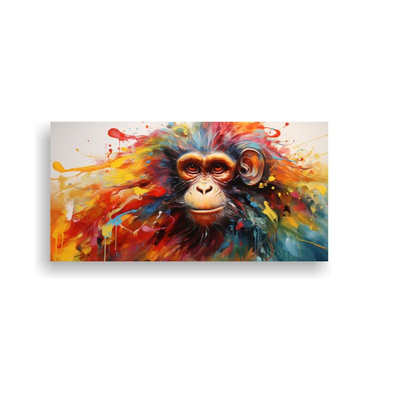 Pintura Al Estilo óleo De Mono Inspirador Y Color 140x70cm