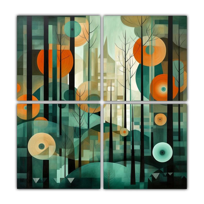 Cuadriptico Bosque Tranquilo Representación 40x40 Cm