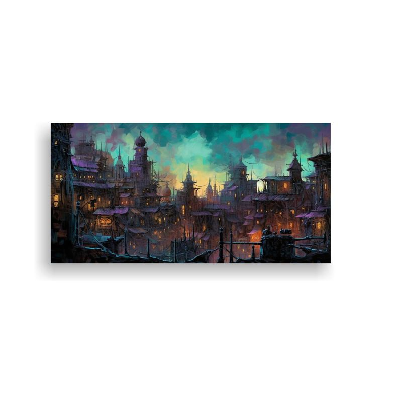 Pintura Abstracta Al Estilo óleo De Ciudad Vieja 140x70cm-0