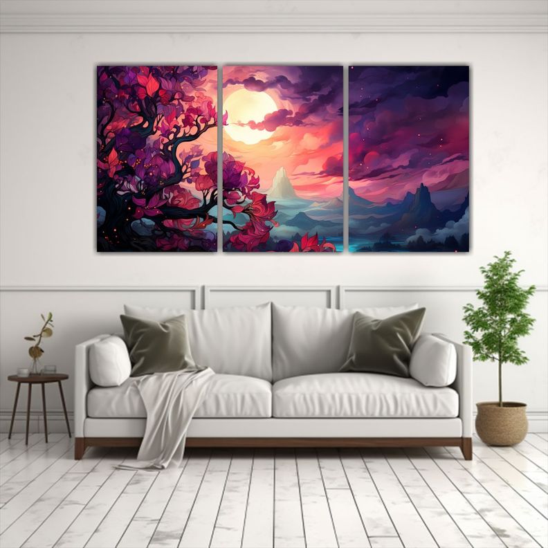 Tríptico Vanguardia Estrellado Para Decoración 120x60 Cm-2