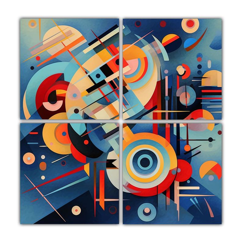 Cuatro Lienzos Tonos Armonía Cromática Imagina 100x100 Cm-0