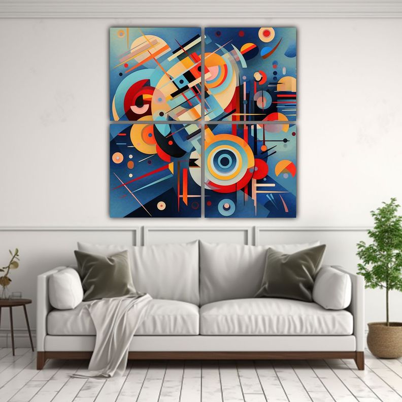 Cuatro Lienzos Tonos Armonía Cromática Imagina 100x100 Cm-2