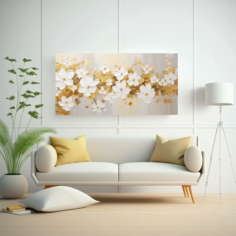 Pintura Acrílica En Blanco Con Salpicaduras 60x30cm-2