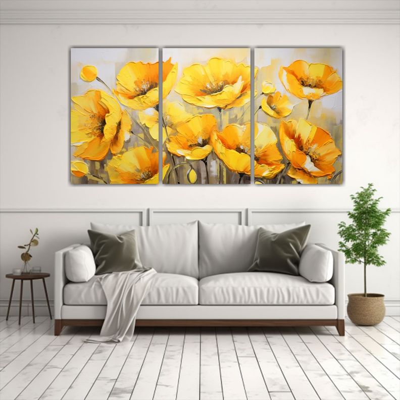 Cuadro Tela Sublimada Armonía De Colores Flores 60x30 Cm-2