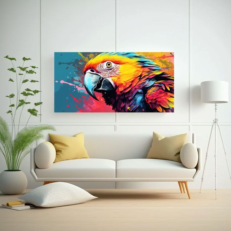 Cuadro De Lienzo Amazon Parrot En Colores 160x80cm-2