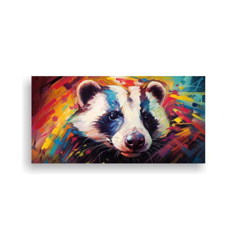 Pintura Al Estilo óleo De Tejón Colorido En 100x50cm-0