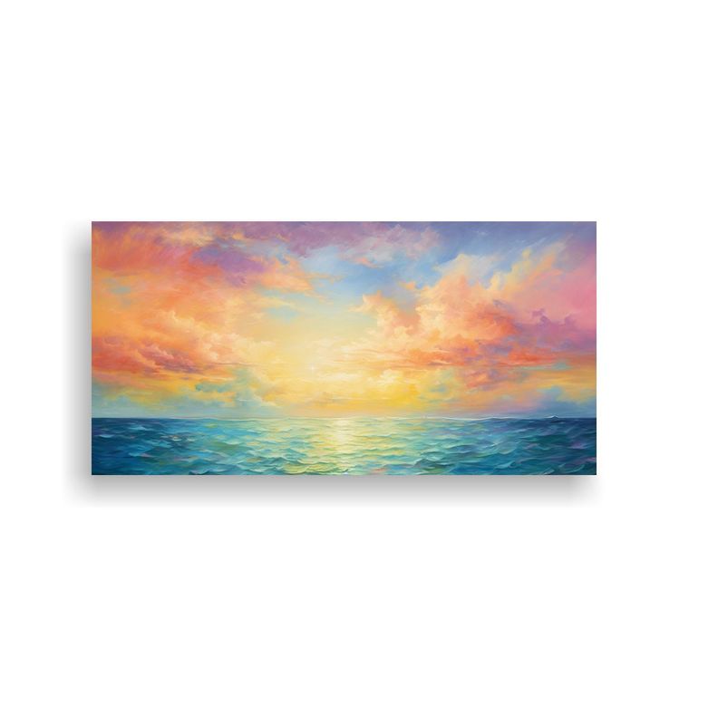 Cuadro Minimalista Abstracto: Cielo, Mar Y Arcoír 140x70cm-0
