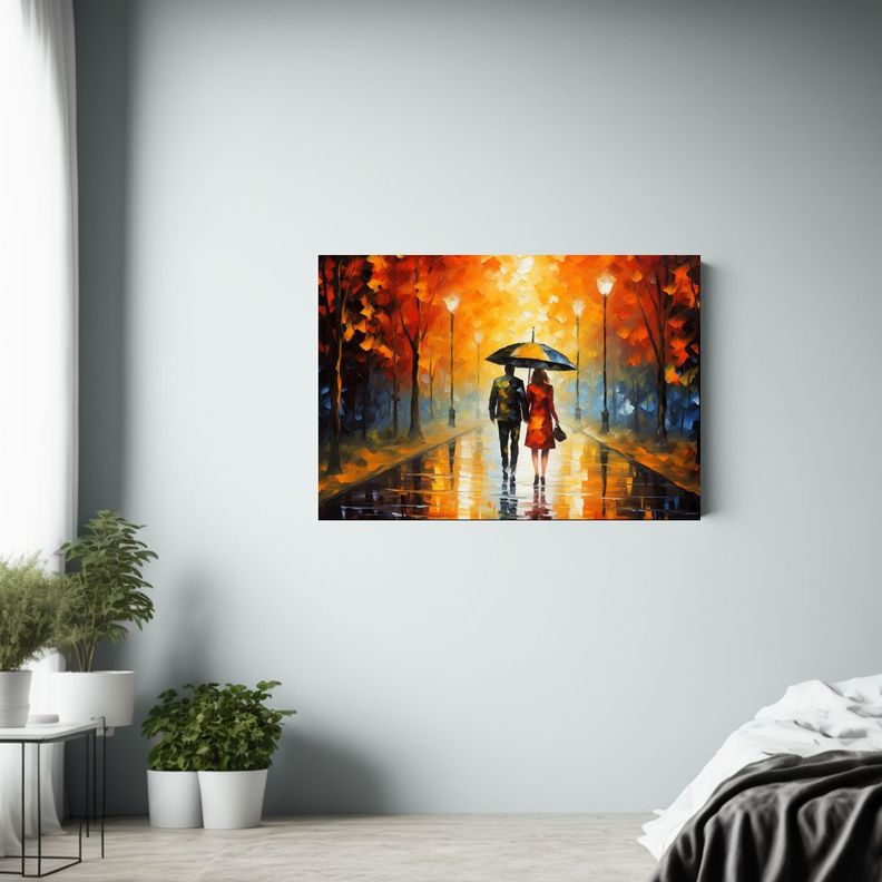 Cuadro Abstracto En Bastidor: Pareja En Central 75x50cm-2