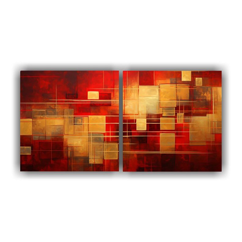 Cuadros Dibujo Artesanal Líneas Circuito 40x20 Cm-0